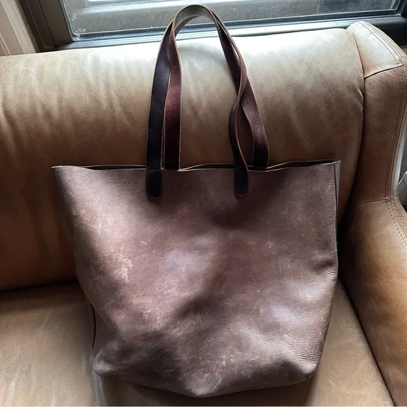 Basil Racuk amazing brown leather tote work bag laptop travel roomy unisex - Picture 3 of 14